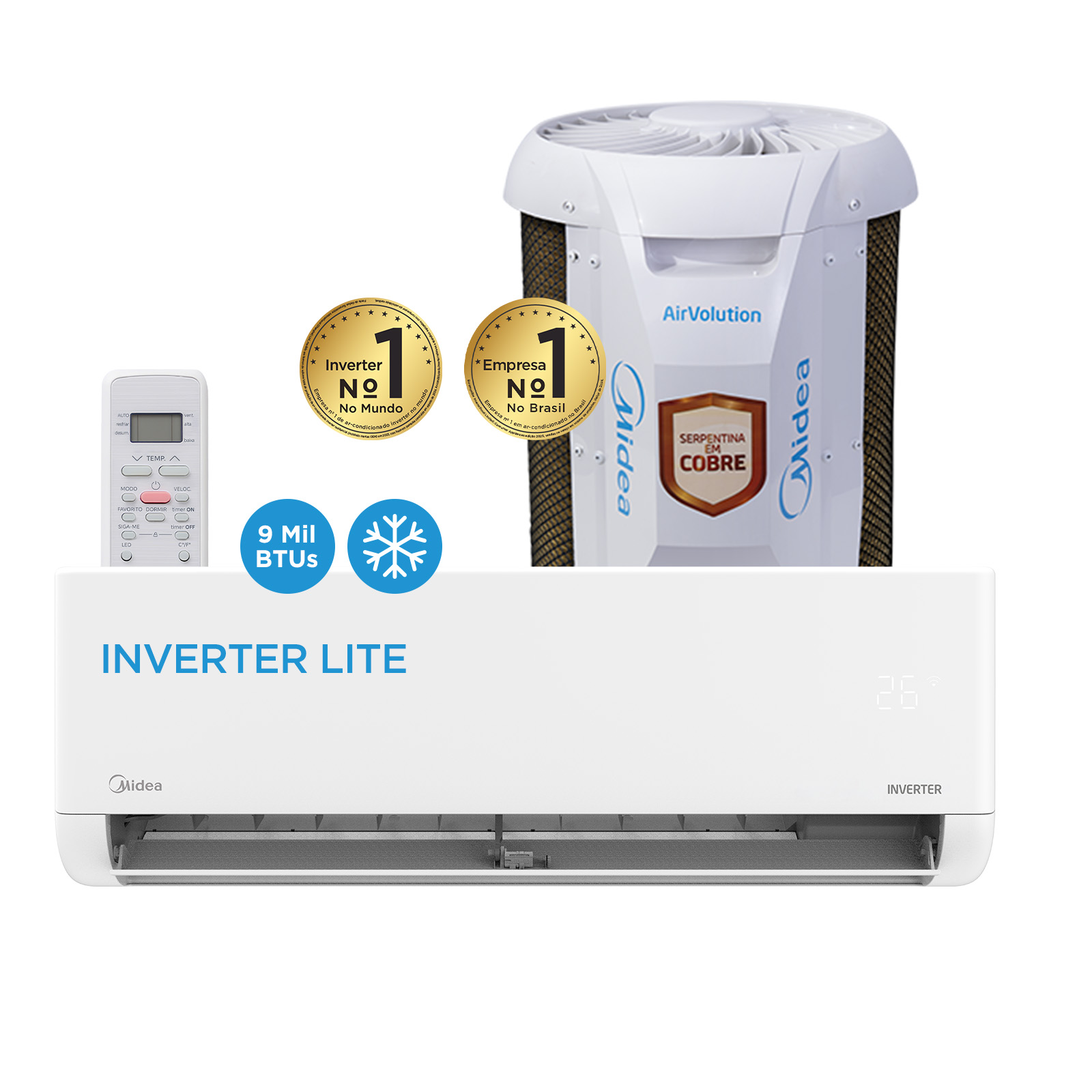 Ar Condicionado Split Midea Inverter Airvolution Lite 18000 Btu/H Frio 42Ebvca18M5/38Tbvca18M5 - 220V